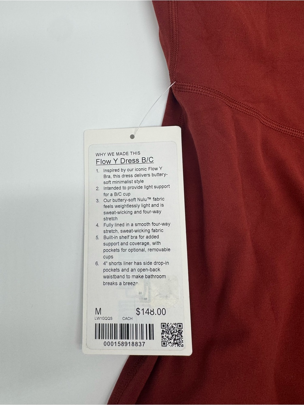 Lululemon Flow Y Dress NWT Size M, L Cranberry Charm Built-In Shorts Nulu RARE - Picture 10 of 12